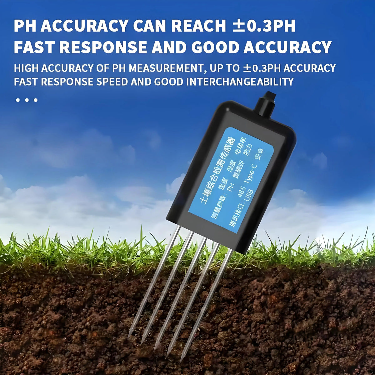 USB Soil Integrated Transmitter Sensor – Temperature, Humidity, EC, pH & NPK Agriculture Soil Tester Detector