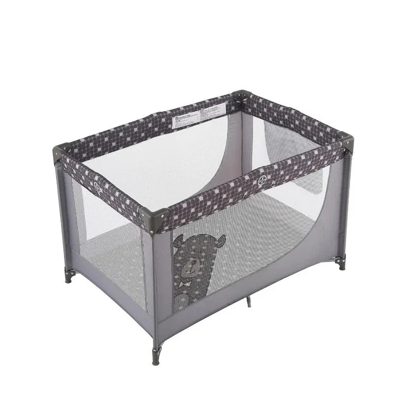 Portable Baby Crib Playpen with Mattress & Carry Bag β Foldable Travel Play Yard, Grey