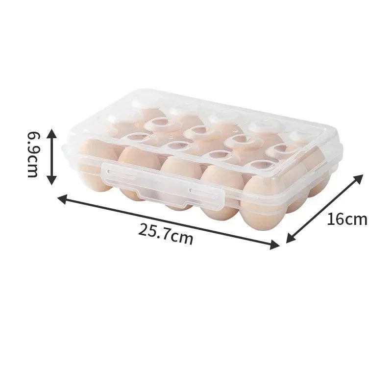 Plastic Egg Storage Holder - Portable Refrigerator Egg Organizer Tray with Lid for Fridge Camping & Outdoor Use