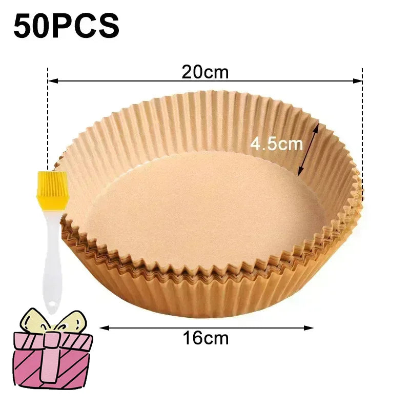 Disposable Air Fryer Liners Non-Stick Parchment Baking Paper for Air Frying, Roasting & Microwave Use