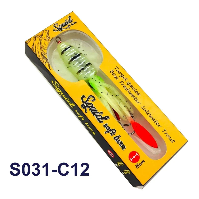 TEASER Silicone Fishing Lure - Luminous Octopus Squid Soft Bait Wobbler Jig for Sea Fishing