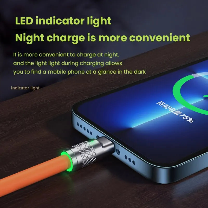 3 in 1 120W 6A Fast Charging Type C Cable - Micro USB for iPhone Charging Cable, Samsung, Huawei, Xiaomi Phone Charger USB Cable