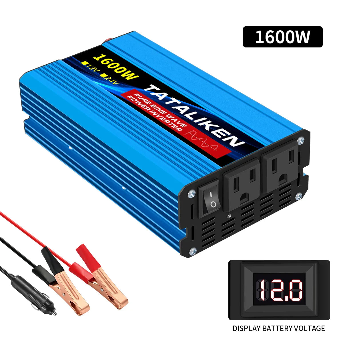 Pure Sine Wave Inverter 5000–10000W – 12V DC to 110V AC Portable Solar & Car Power Converter