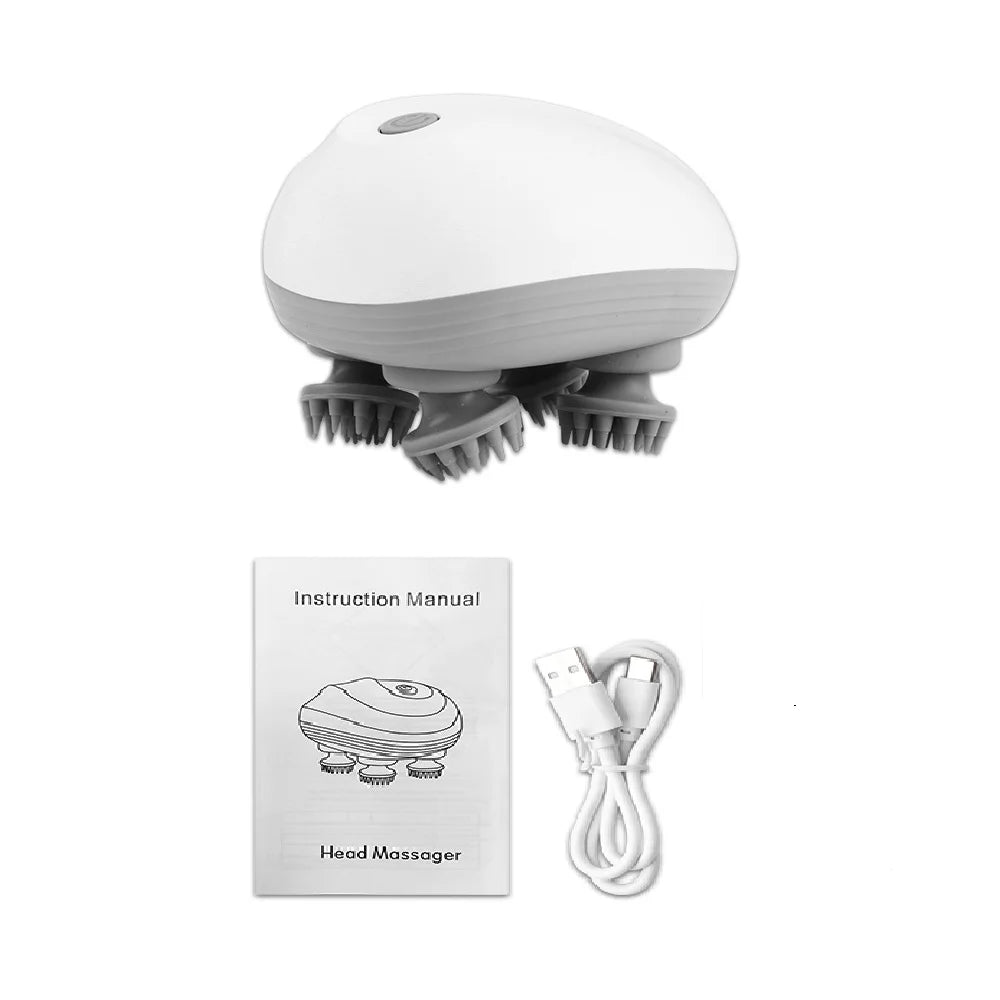 Electric Head Scalp Massager ā 4 Kneading Heads for Hair Growth, Deep Tissue Relaxation & Pet Use