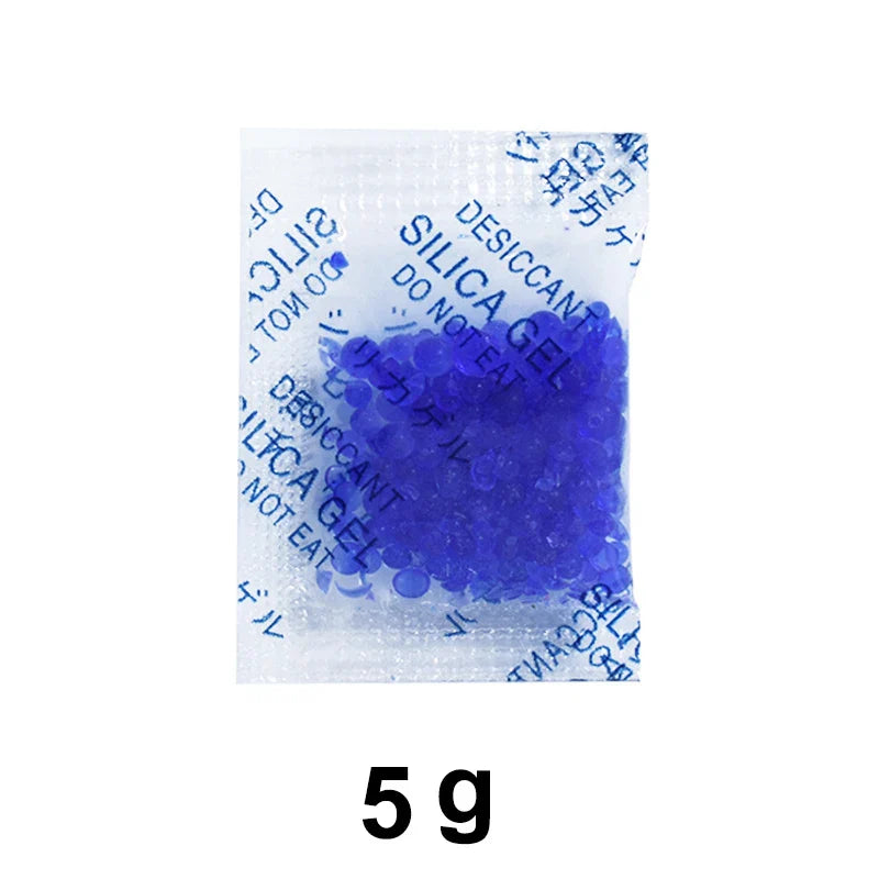 Blue Silica Gel Desiccant Sachets — 1g/5g, 10/20/50/100 Bags Moisture Absorber for Kitchen & Storage