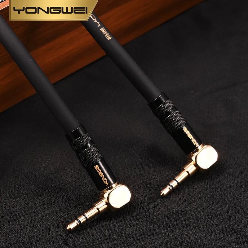 YONGWEI 3.5mm AUX Audio Cable - Straight to Curved Male-to-Male for Car, Mobile Phone, Computer, Speaker and Headset Extension