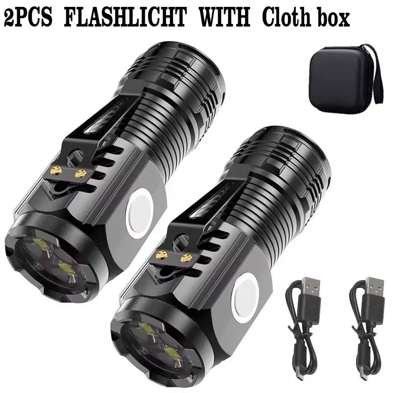 Mini 3 LED Rechargeable Flashlight with Pen Clip – Portable Waterproof Emergency Torch for Night Walking & Outdoor Use High Brightness Spotlight Light