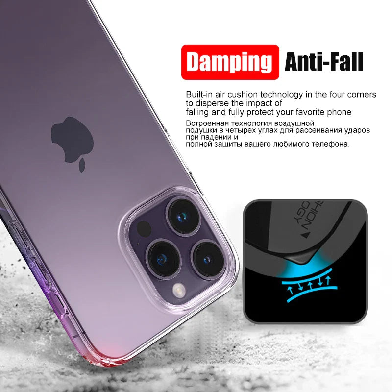 Luxury Clear Silicone Phone Case – Shockproof Transparent Bumper Back Cover for iPhone 7, 8, X, XR, XS, 11, 12, 13, 14, 15, 16 Pro & Pro Max