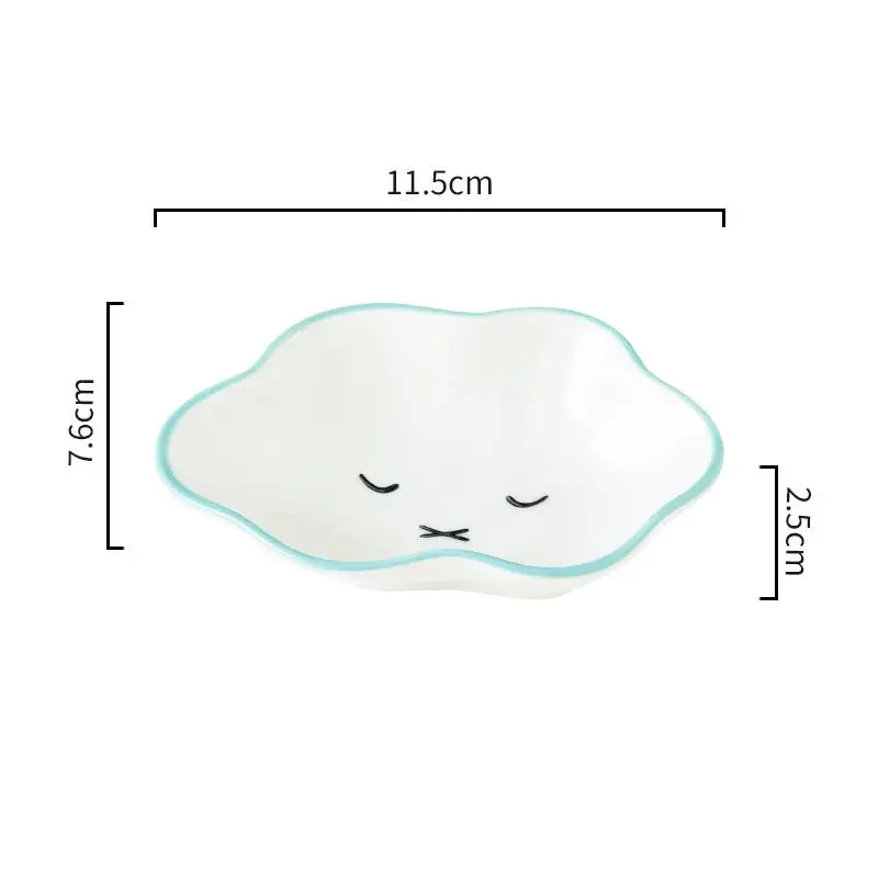 Ceramic Cute Cloud Dipping Sauce Dish — Hot Pot Seasoning Bowl, Soy Vinegar Plate, Salad & Dessert Tableware for Kitchen