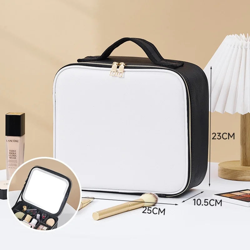 LED Cosmetic Case with Lights & Mirror – Large Capacity Luxury Makeup Bag with Premium Feel