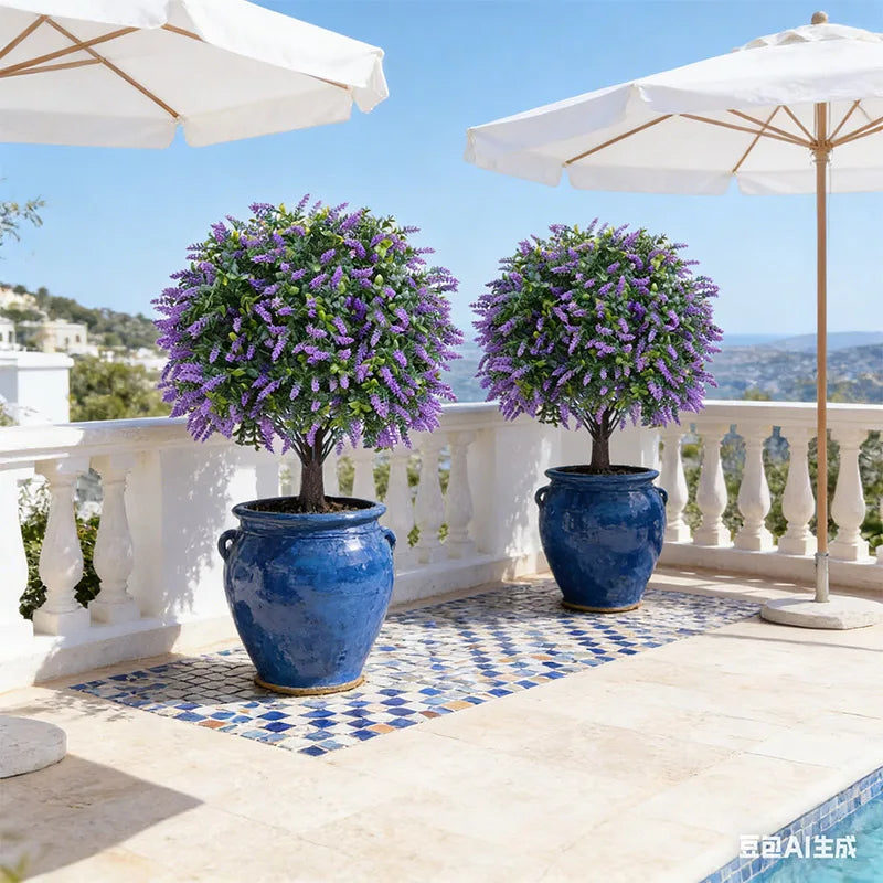 Artificial Lavender Tree - UV-Resistant Faux Greenery Plant for Garden & Porch Decor