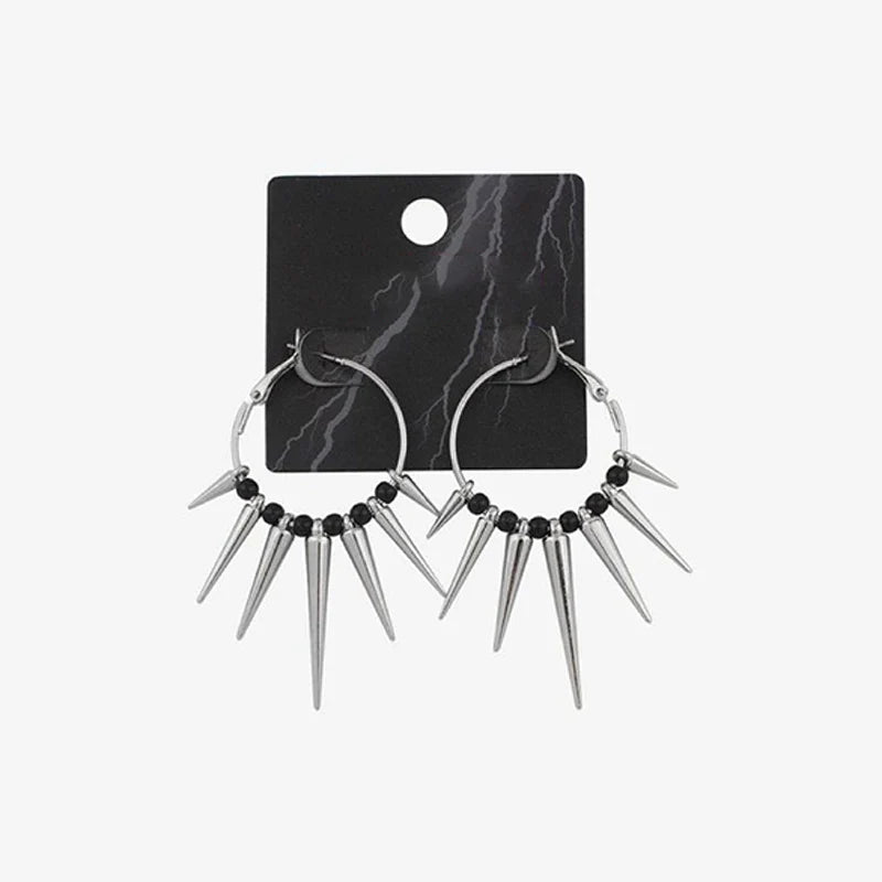 Grunge Rock Rivet Hoop Earrings – Cool Hip Hop & Punk Earrings for Women, E-Girl Fashion Korean Jewelry