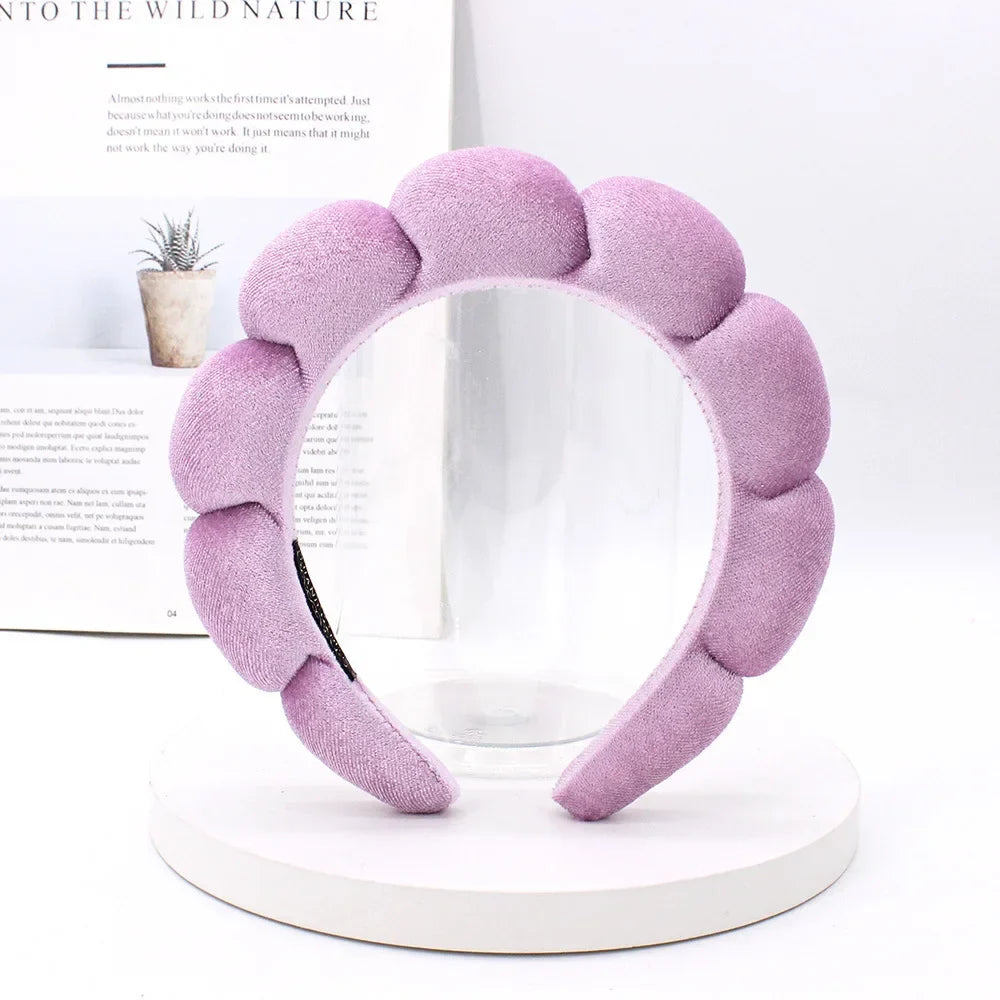 Velvet Sponge Spa Headband – Wide Padded Makeup & Face Washing Hairband for Skincare, Shower & Beauty Routine for Women & Girls