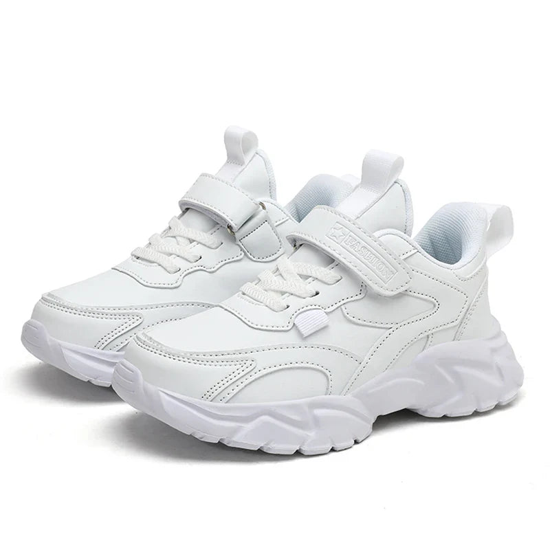 Kids Sport Casual Shoes — Leather Sneakers for Girls & Boys (Ages 5-16), Outdoor Running, Soft Sole, Anti-Slip Walking Footwear