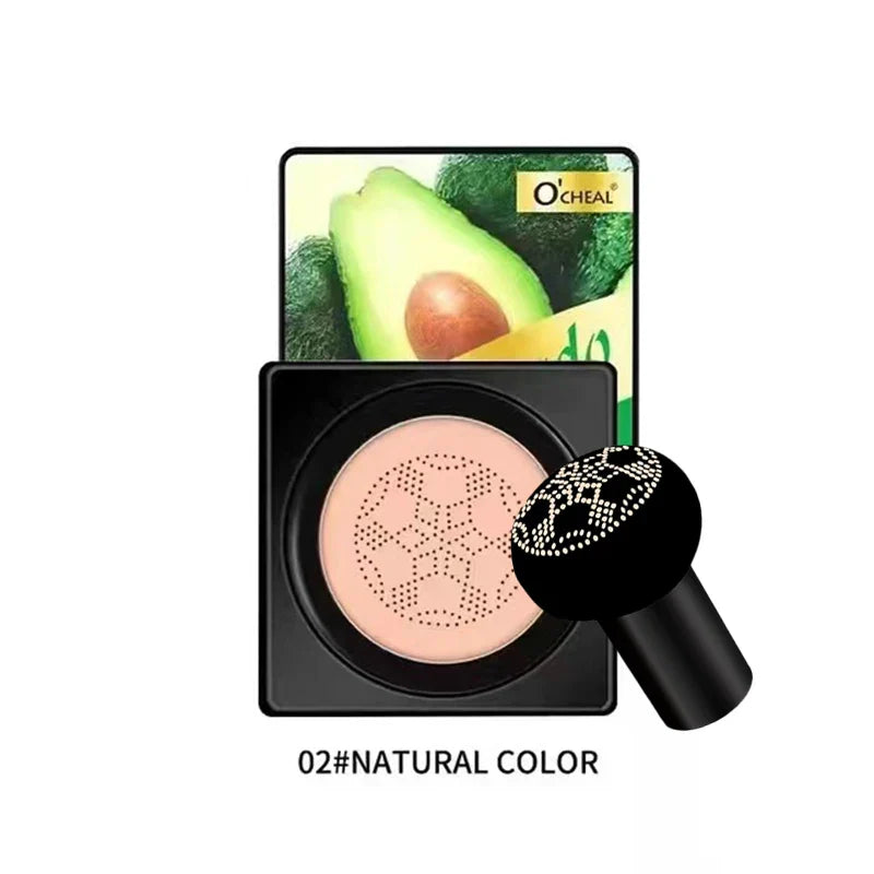 Air Cushion CC Cream with Mushroom Head Puff – Moisturizing, Brightening BB Cream & Waterproof Face Concealer