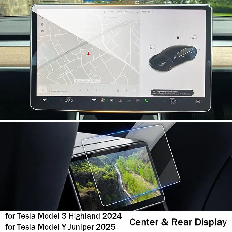 Tempered Glass Screen Protector for Tesla Model 3 Highland & Model Y Juniper 2025 – Rear Center Control Touchscreen Film