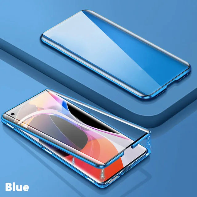 Metal Magnetic Phone Case - Double Sided Glass Protective Cover for Samsung Galaxy S23 S22 S21 Ultra Plus S20 FE A54 A53 A52 A71 A51 A34