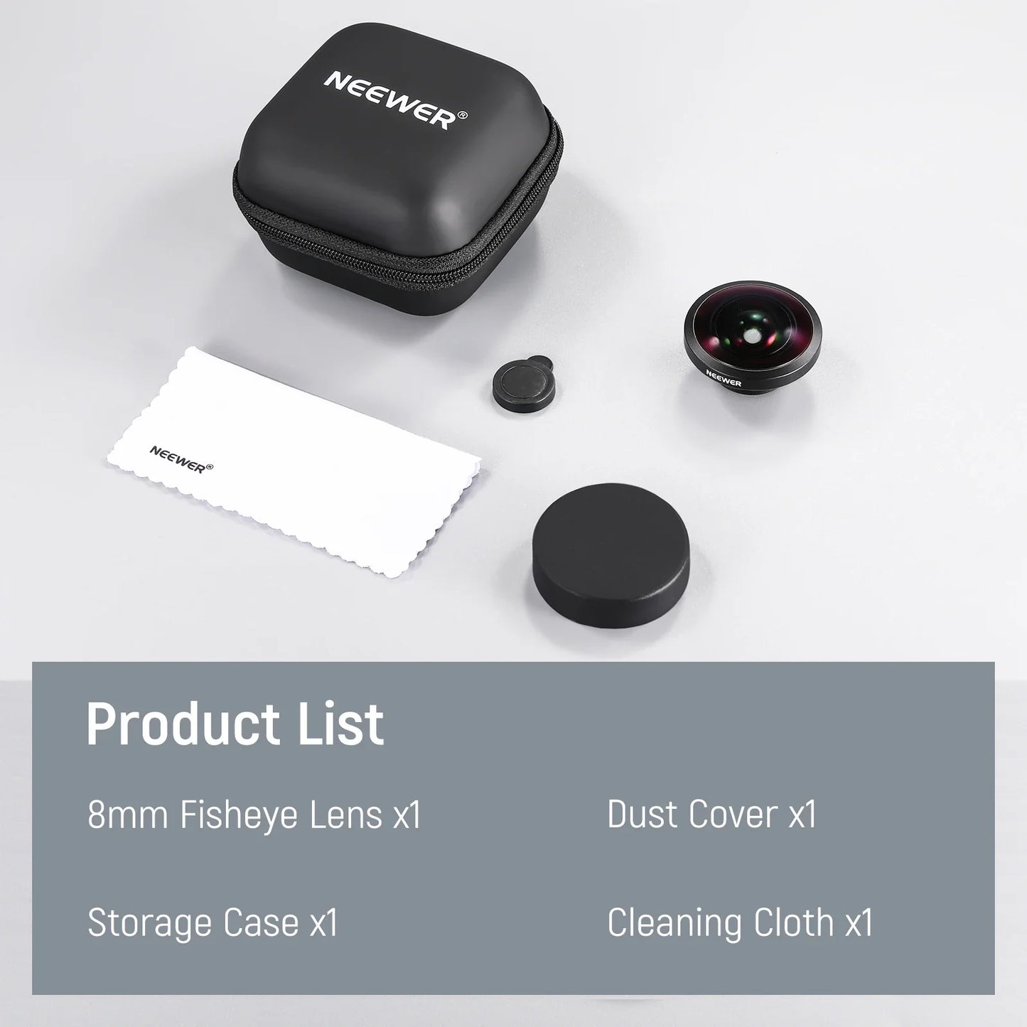NEEWER HD 8mm 220° Fisheye Phone Lens (Lens Only) — 17mm Thread Backplate, SmallRig Compatible for iPhone & Samsung
