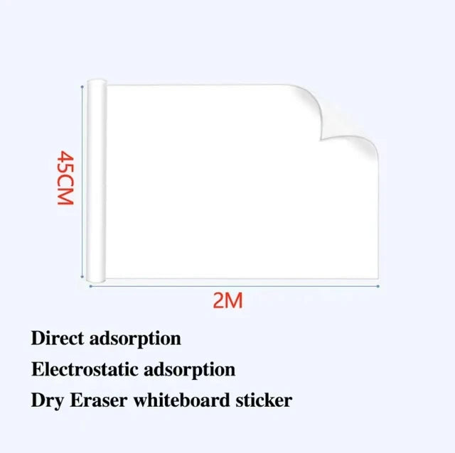 45CM Reusable Whiteboard – Static Adhesive Dry-Erase Board, Easy to Apply & Remove Without Wall Damage