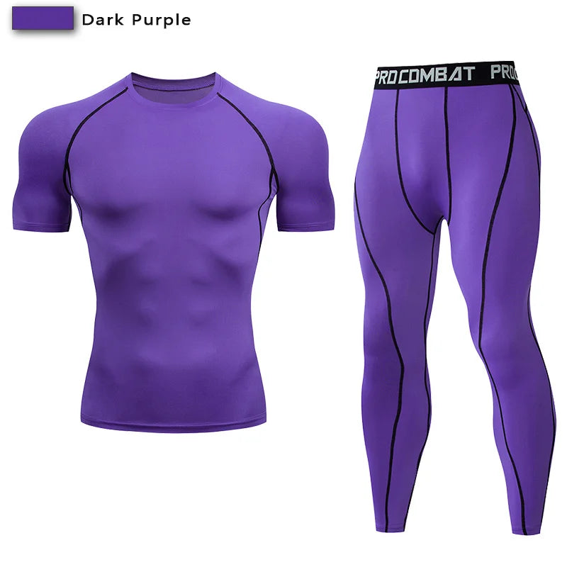 2-Piece Men’s Compression Sportswear Set — Gym, Yoga, Workout & Jogging Tracksuit