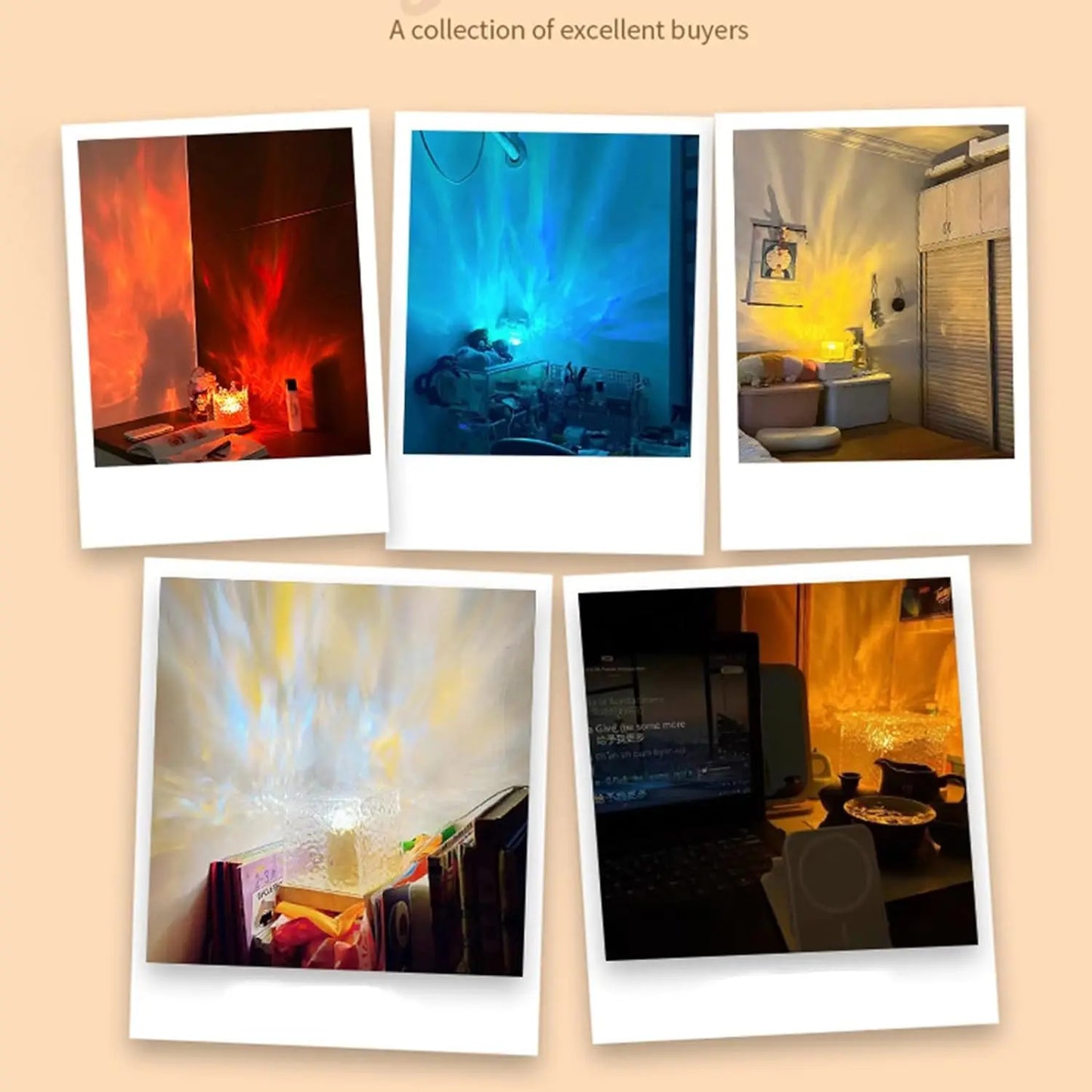 Ocean Wave Projector Light – 16 Colors Aurora Glow Lamp, Underwater Projector for Home, Office, Bar, Restaurant Night Light