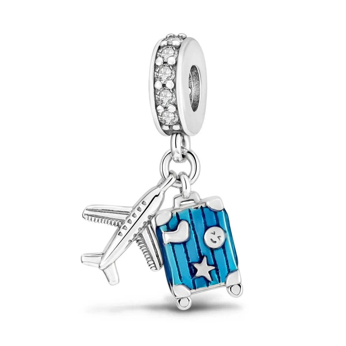 MULA Silver-Plated Sunflower & Four-Leaf Clover Dangle Charms - DIY 3MM Snake Chain Bracelet