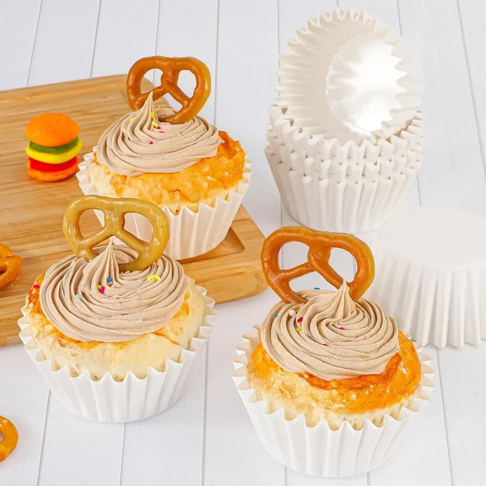 200PCS White Cupcake Liners Non-Stick Muffin Baking Cups for Wedding & Kitchen Use