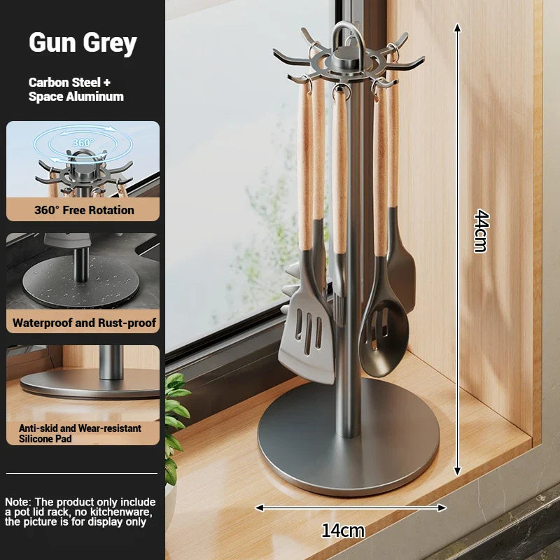 Rotating Kitchen Utensil Stand β 8-Hook Countertop Organizer for Cooking Tools