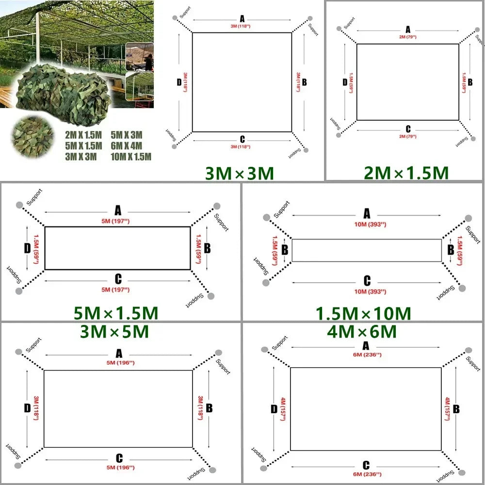 4Mx5M/4Mx6M Hunting Camouflage Net - Woodland Camo Shade Shelter for Camping, Vehicles, Privacy & Outdoor Use