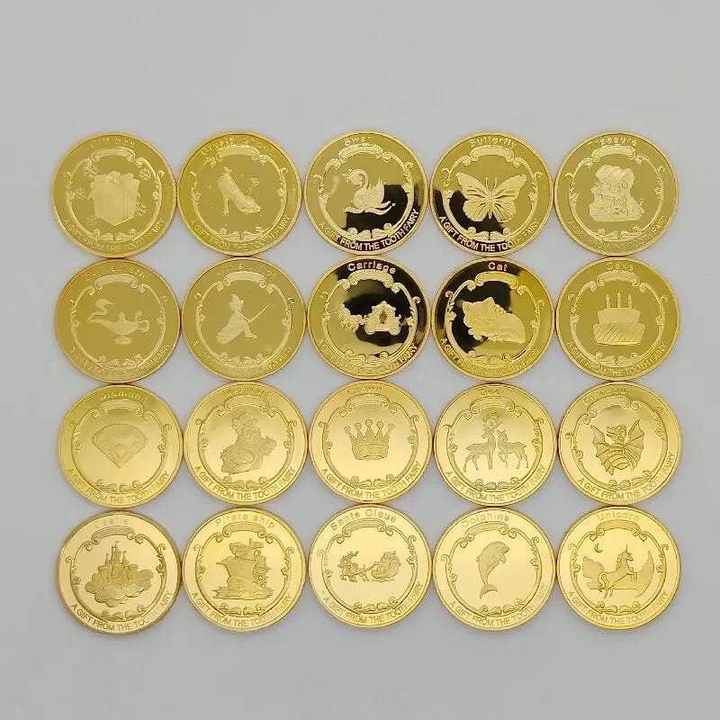 Tooth Fairy Gold Plated Commemorative Coin – Metal Keepsake Gift for Kids Tooth Collection