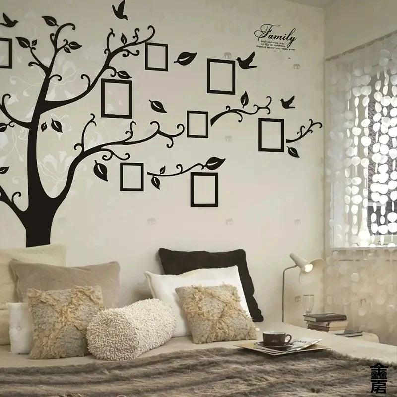 Large Family Tree Wall Sticker – Photo Frame Wall Decal for Home, Room & Scene Decor