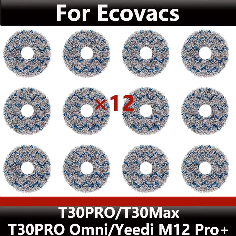 ECOVACS T30S PRO/T30 PRO OMNI & YEEDI M12 Pro+ Robot Vacuum Replacement Parts – Dust Bag, Main & Side Brush, Filter, Mop Accessories