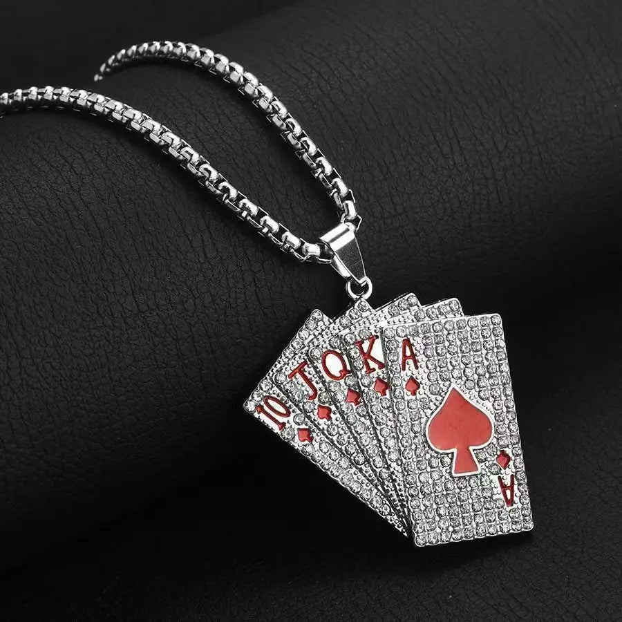 Ace of Spades Playing Card Necklace – Trendy Pendant Chain for Men & Women