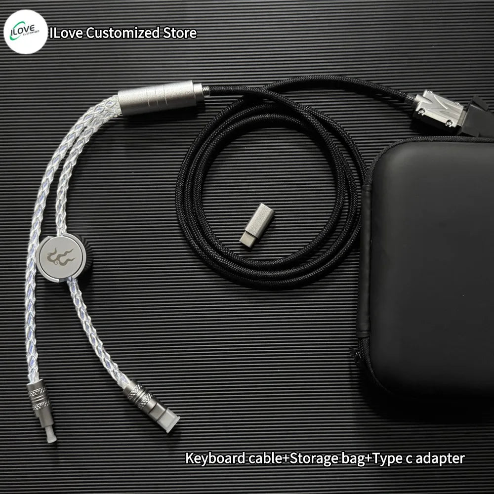 Magnetic Control USB-C Mechanical Keyboard Cable – Dual 8K 1-to-2 Type-C Fast Data & Power Lighting Support