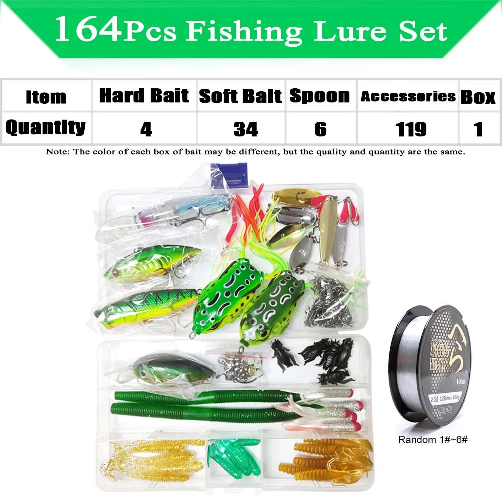 Fishing Lure Kit with Soft & Hard Baits – Minnow, Metal Jig Spoon & Crankbait Set for Bass & Pike Fishing with Storage Box Tackle Gear Kit