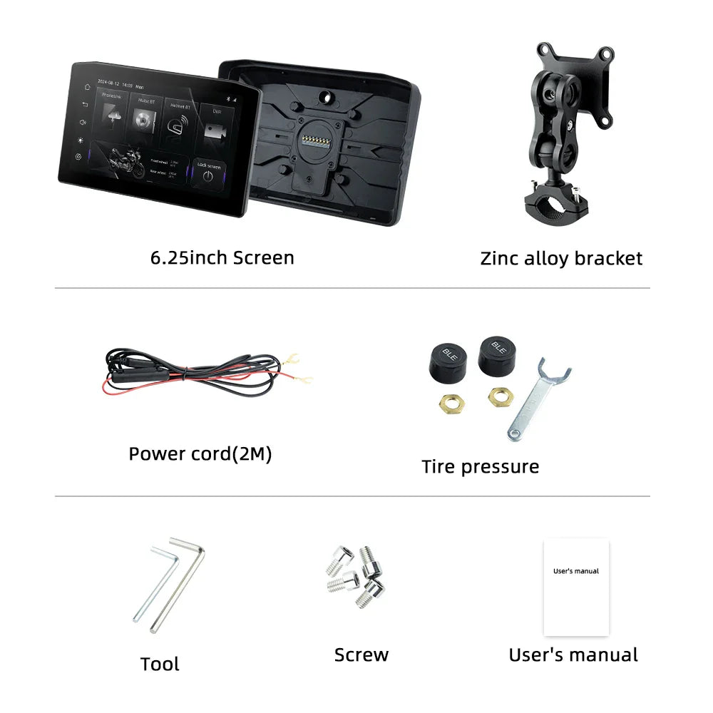 EKIY 6.25" Portable Digital Dashboard with Wireless CarPlay & Android Auto GPS Navigation - Anti-Theft Removable Screen for Motorcycle 2/2