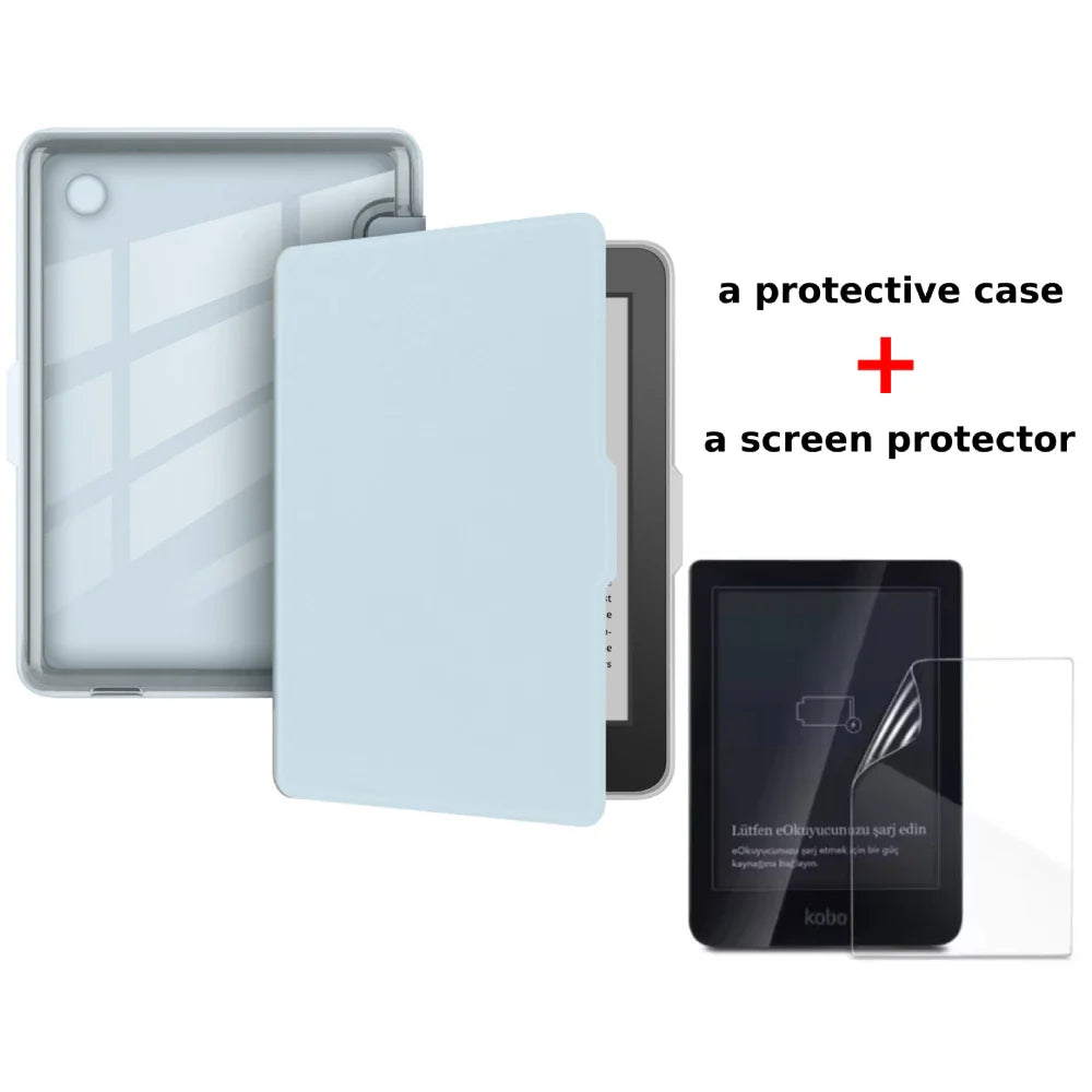 Kobo Clara 2E Case with Screen Protector β 6" Auto Sleep Leather Magnetic Cover & Transparent Acrylic Funda