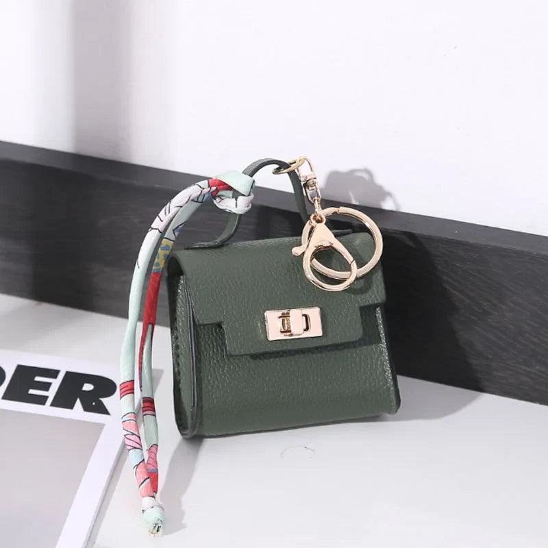 Luxury Mini Headphone Bag – Leather Purse Pendant Keychain for AirPods 2/3/4/Pro 2 and Galaxy Buds 3/3Pro