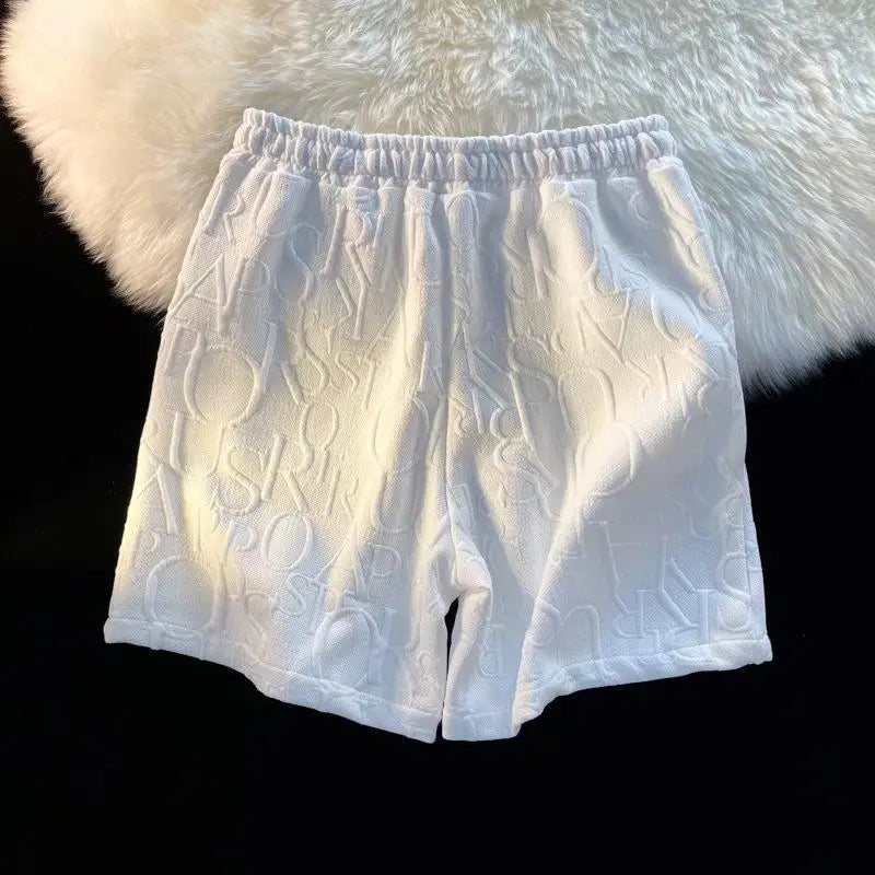 Men's Waffle Casual Shorts - Loose Wide-Leg Running, Beach & Cargo Shorts with Drawstring Waist