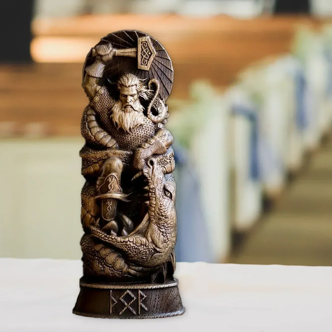 Nordic Gods Resin Figurine - Freya & Sol Viking God Sculpture Scandinavian Statue for Home Living Room Decor