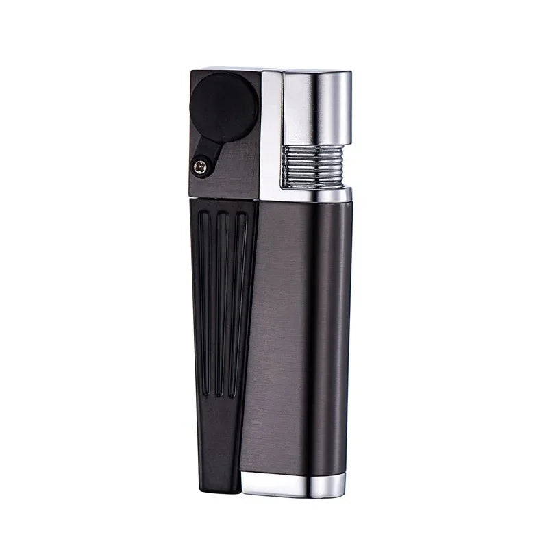 Hot Oblique Free Fire Torch Lighter – Metal Keychain Cigar & Cigarette Lighter with Grinding Wheel, Creative Gadget for Men