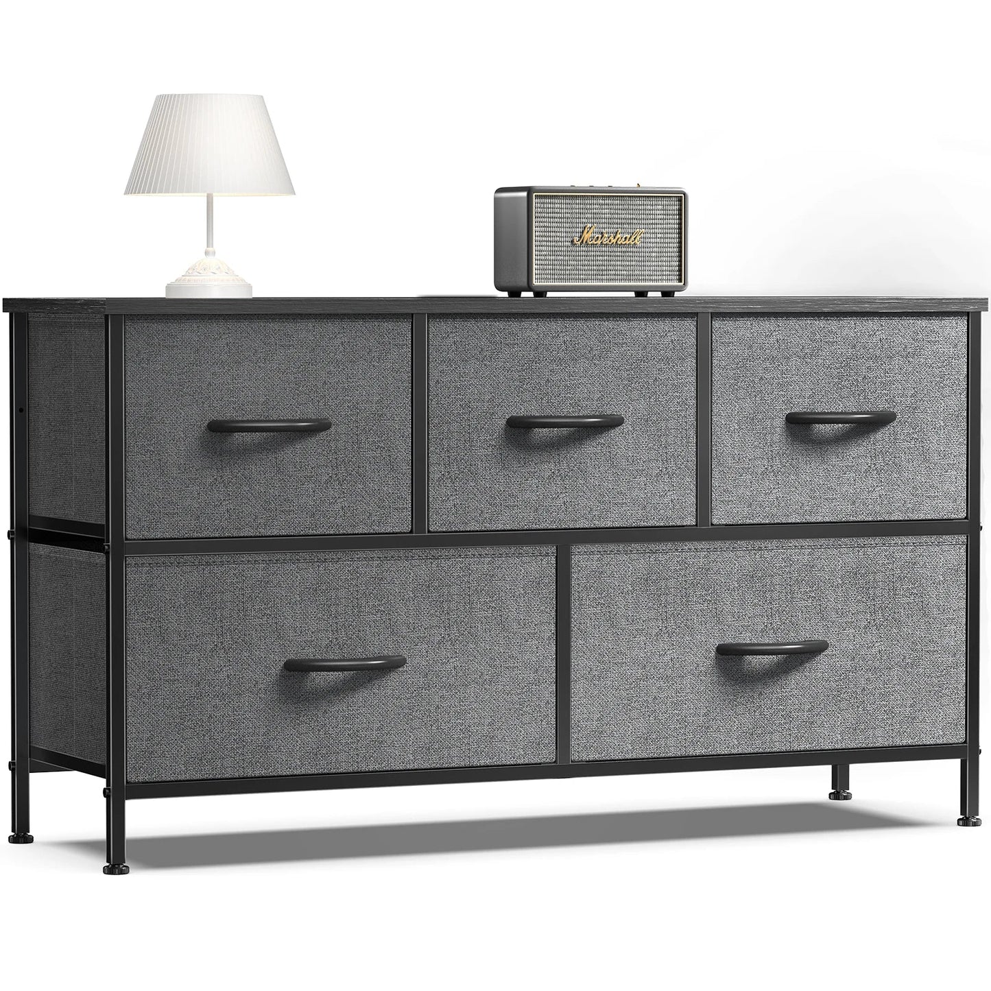 Living Room Display Cabinet – 5 Fabric Drawers with Steel Frame, Wardrobe Closet for Clothes Storage & Dresser