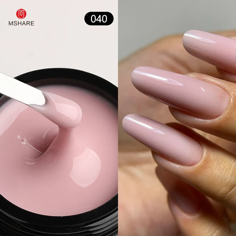 MSHARE 50ml Builder Nail Gel - HEMA & TPO Free Self-Leveling UV LED Gel for Nail Extensions and Sculpting