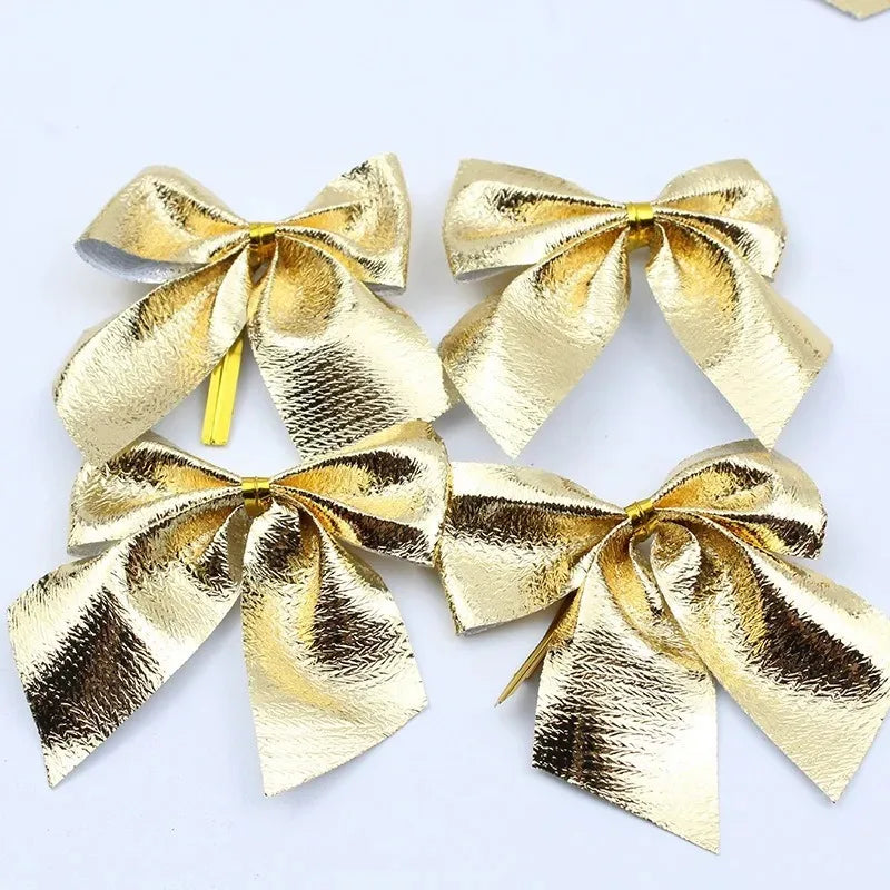 12/24/36PCS Christmas Mini Bows – Red & Gold Bowknots for Tree, Home, Wedding & New Year Party Decorations
