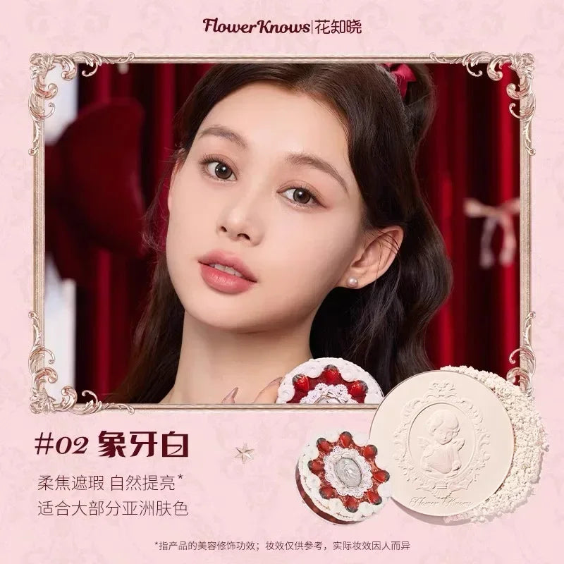 Flower Knows Strawberry Cupid Pressed Powder β Matte Soft Focus Oil-Control Setting Powder for Long-Lasting Finish