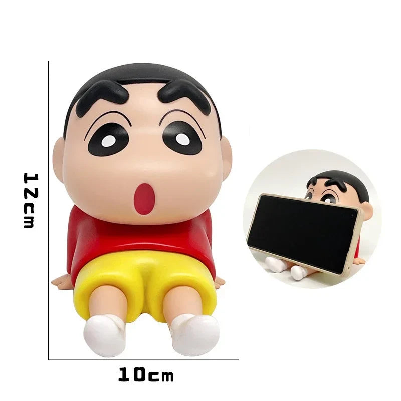 Crayon Shin-Chan Anime Figure Phone Holder – Kawaii Desktop Ornament Mini GK Collectible Toy Gift