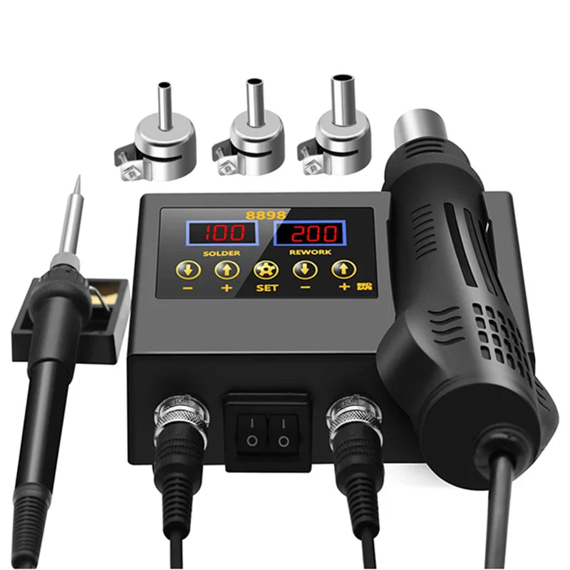 8898 Soldering Station Portable Digital Hot Air Gun, BGA Rework Solder Station, Heat Gun & Desoldering Tool, VS 8586D
