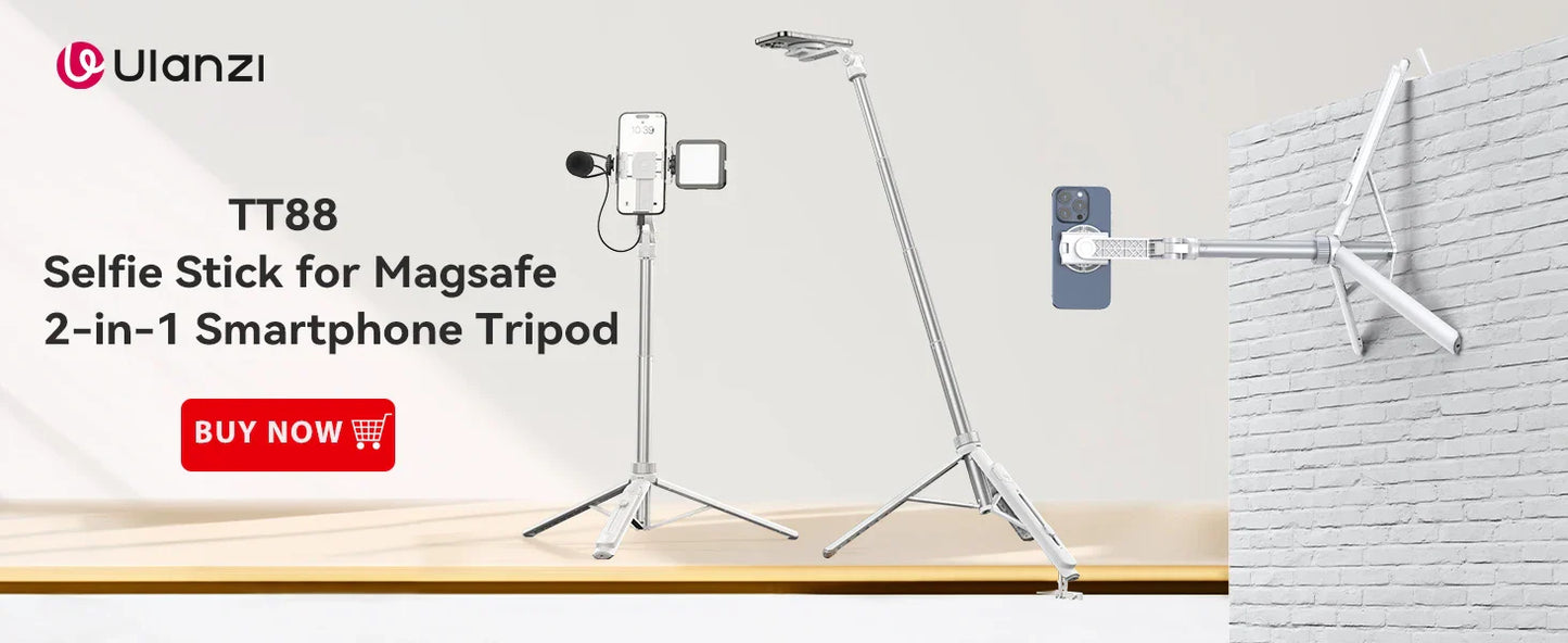 Ulanzi MT-24 Vlog Lite Metal Tripod – Extendable Monopod with Ballhead, Cold Shoe, Arca Quick Release, 1/4" Mount, 2.5KG Max Load