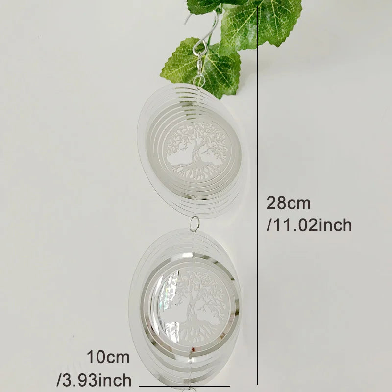 3D Rotating Tree of Life Wind Spinner Chimes – Aesthetic Outdoor Garden Hanging Decor