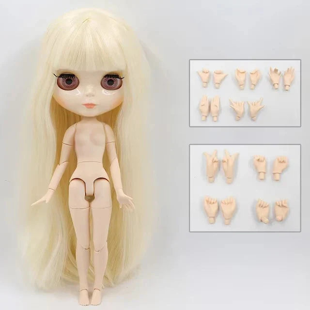 ICY DBS Blythe 1/6 BJD Doll - 30cm Jointed Body with White Skin & Shiny/Matte Face